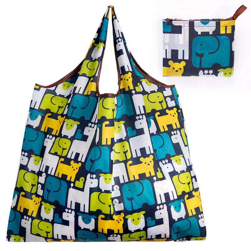 Big Size Thick Nylon Large Tote ECO Reusable Polyester Portable Shoulder Women's Handbags Folding Pouch Shopping Bag Foldable