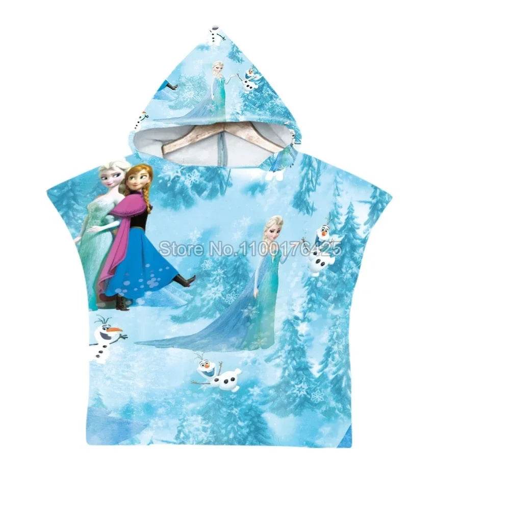 Cute Frozen Elsa Anna Baby Hooded Beach Bath Towel Princess Beach Pool Swimming Shower Absortbent Poncho Towel Bathrobe - P12 Hub Europe