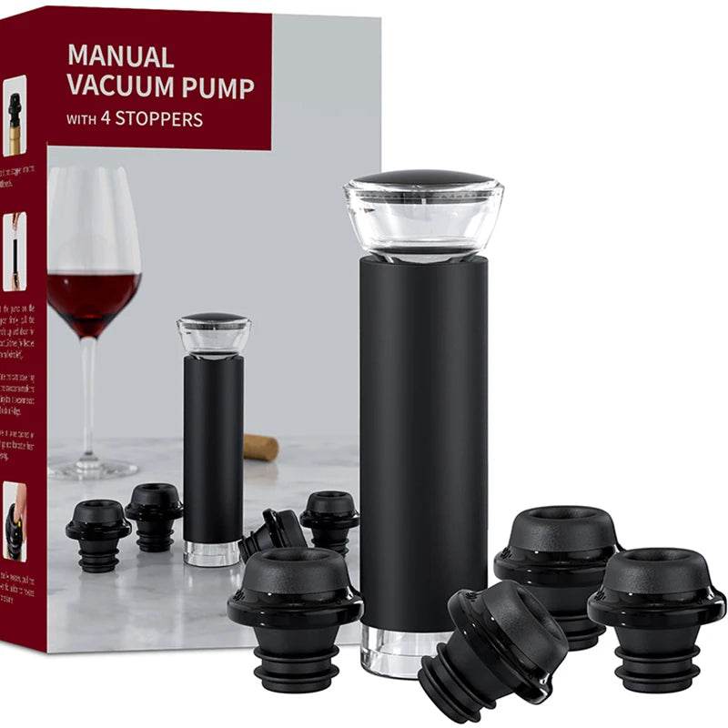 Wine Saver Vacuum Pump Manual Wine Stoppers with 4 Reusable Wine Bottle Stoppers Sealer Keeps Wine Fresh up to 7 Days - P12 Hub Europe