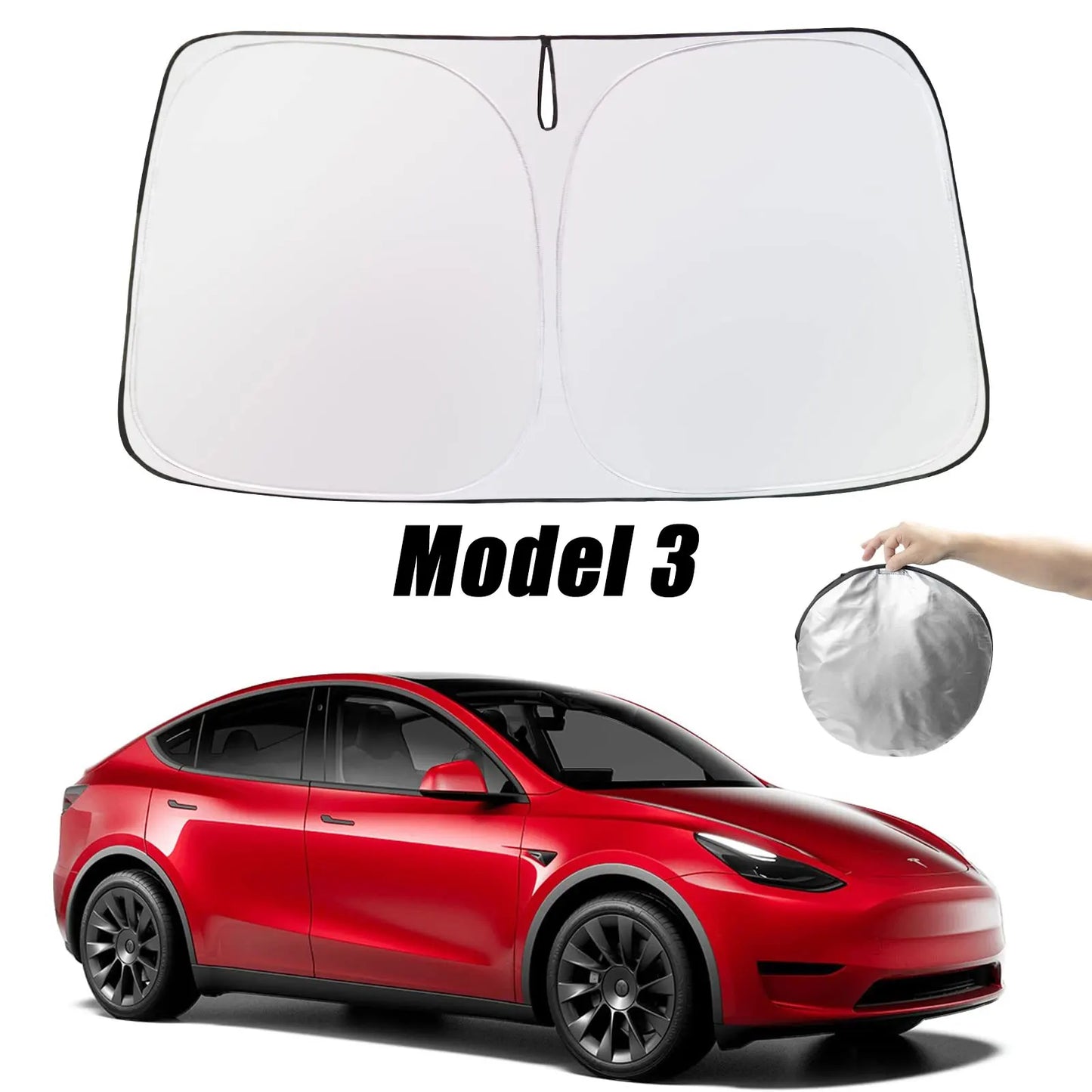 For Tesla Windshield Sunshade Folding Front Window Sun Shade Cover Heat Protection Visor For Model Y Model3 2025 Accessories