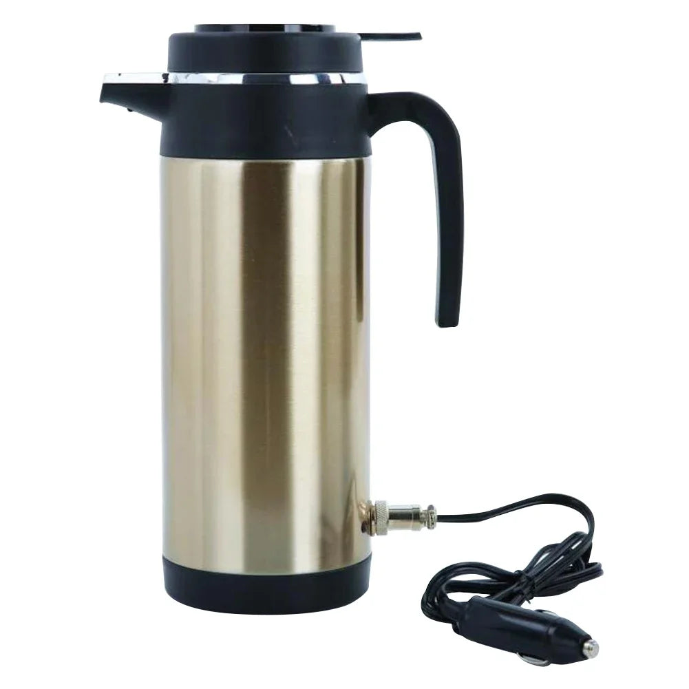 12V 24V Car Electric Heating Cup Travel Kettle Stainless Steel Camping Travel Coffee Milk Thermal Mug Warmer Cup 300/750/1200ML