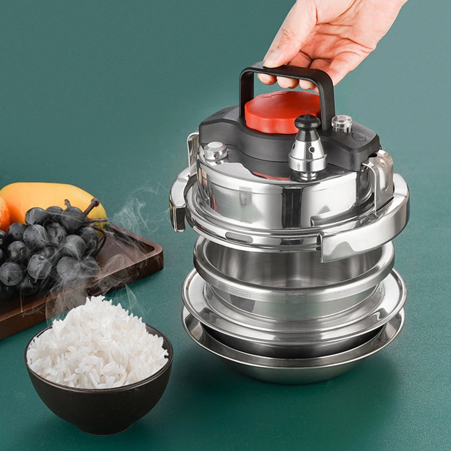 304 Stainless Steel Outdoor Camping Portable Micro Pressure Cooker Household Mini Pressure Cooker 5-minute Quick Cooking Pot