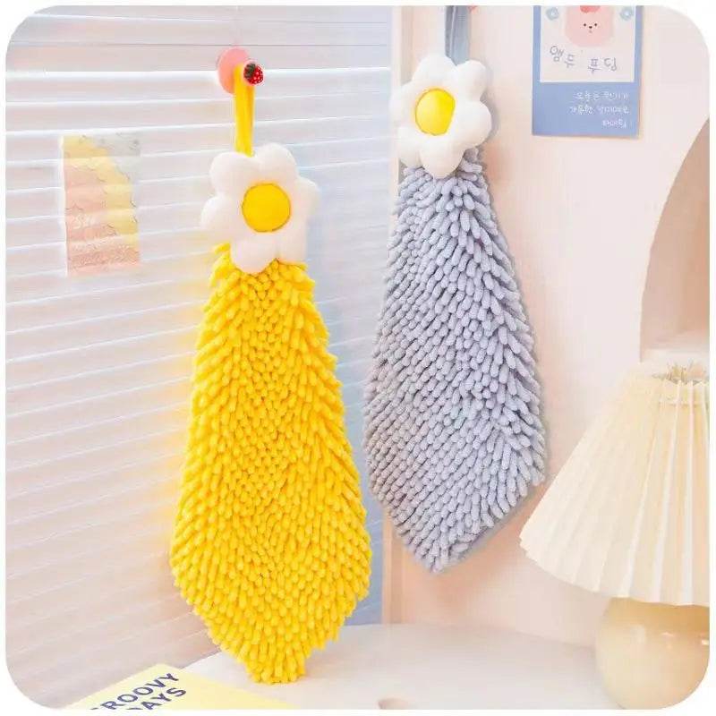 Chenille Hand Towel with Hanging Loops, Quick Dry, Soft, Absorbent, Microfiber, Bathroom, Kitchen - P12 Hub Europe
