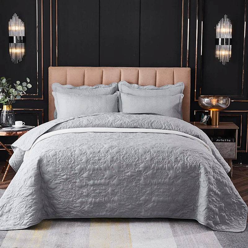 WOSTAR Quilted thicken flat bed sheet summer bedspread solid jacquard couple bed linens luxury double bed bedding king size - P12 Hub Europe