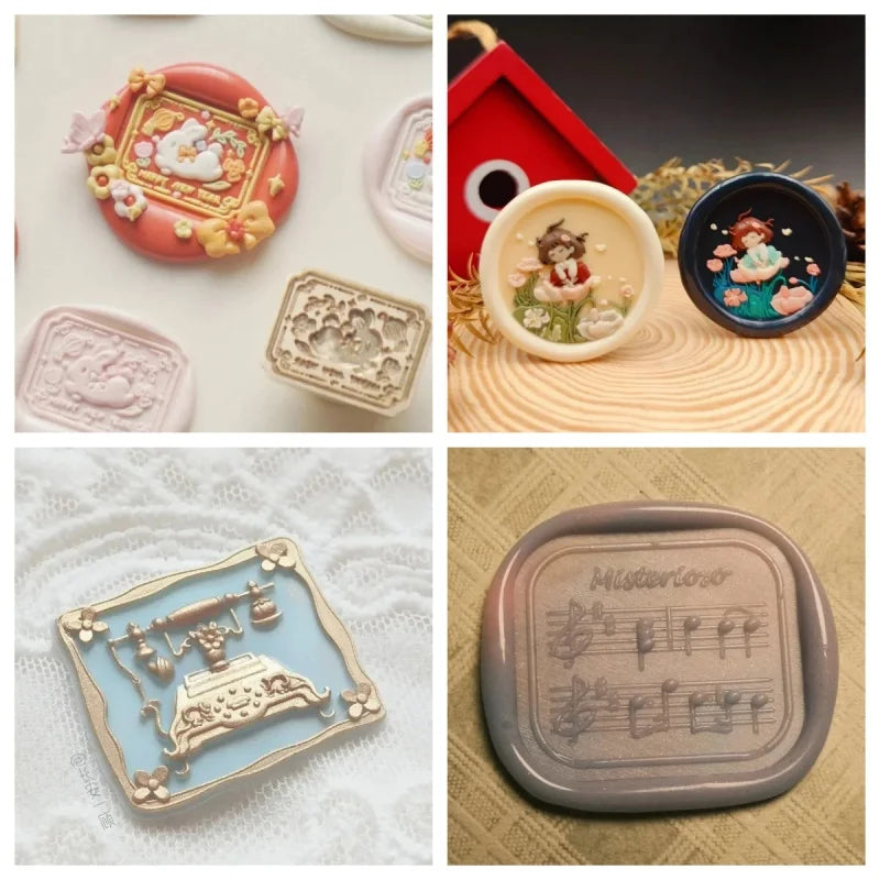 Fire Seal Seal Head Multi-Level Fine Carving Handmade Diy Toy Cute Relief Brass Head Stamp Toy Envelope Invitation Colorful Seal