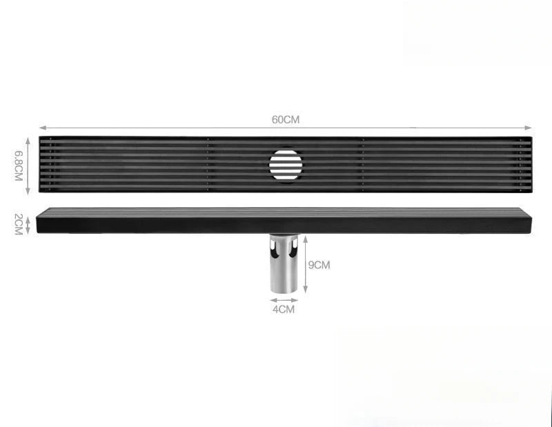 Long black floor drain stainless steel extended floor drain shower room outdoor large displacement drainage long