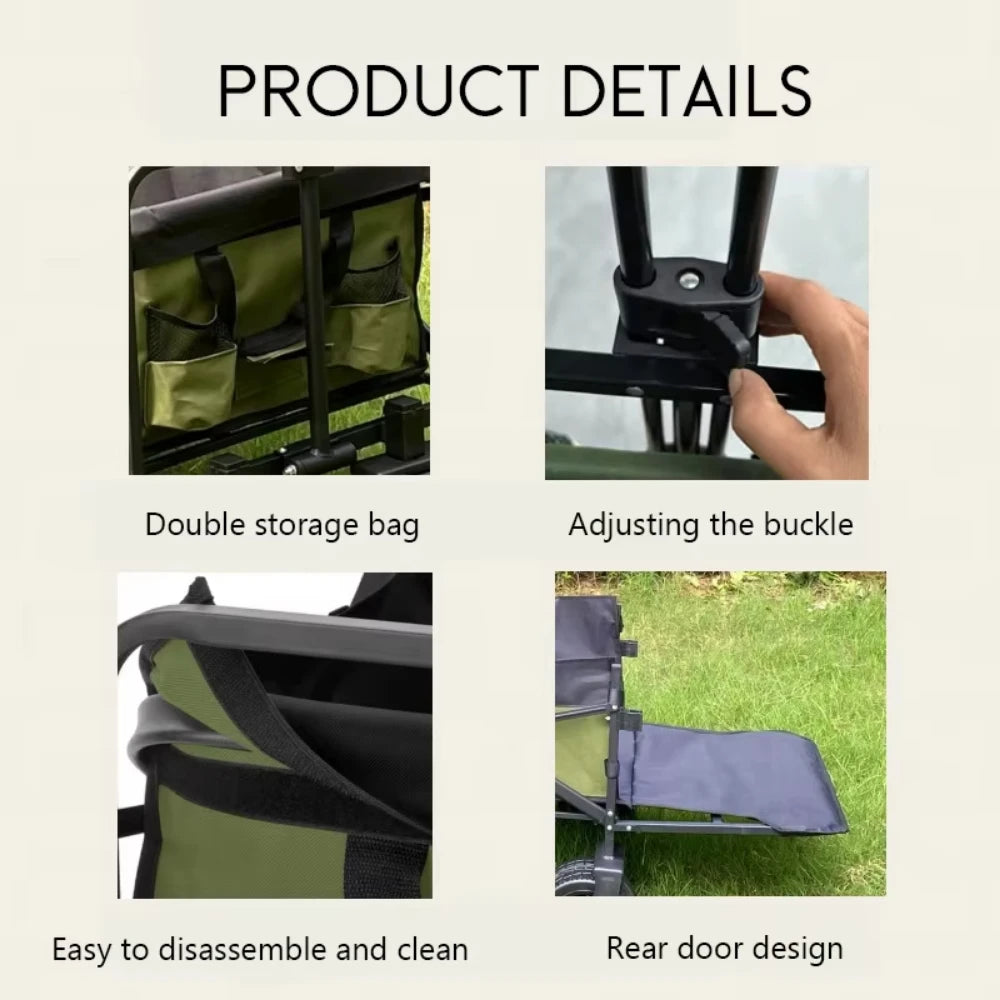 Outdoor Camping Handcart, Foldable Cart With Wheels, Portable Shopping Cart, Expandable Tailboard, Load-bearing Capacity 250kg