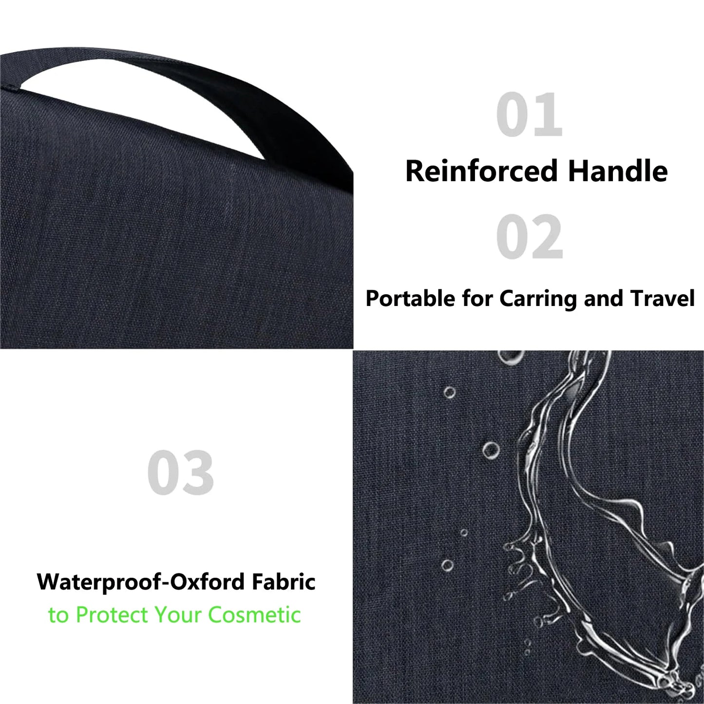Portable Travel Cosmetic Bag Large Capacity Waterproof Toiletry Bag with Hanging Hook for Men and Women Bathroom Storage Bag