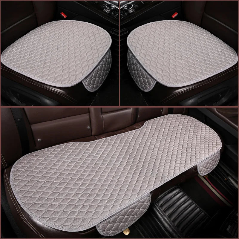 3Pcs Cotton and linen Car Seat Cover Set Universal Car Seat Cover Cushion All Season Car Seat Protector Interior Car Accessories