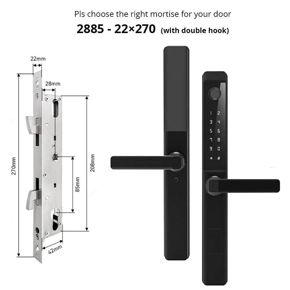 Fingerprint WiFi Smart Lock , App, Glass/Patio Door, IP68 - P12 Hub Europe