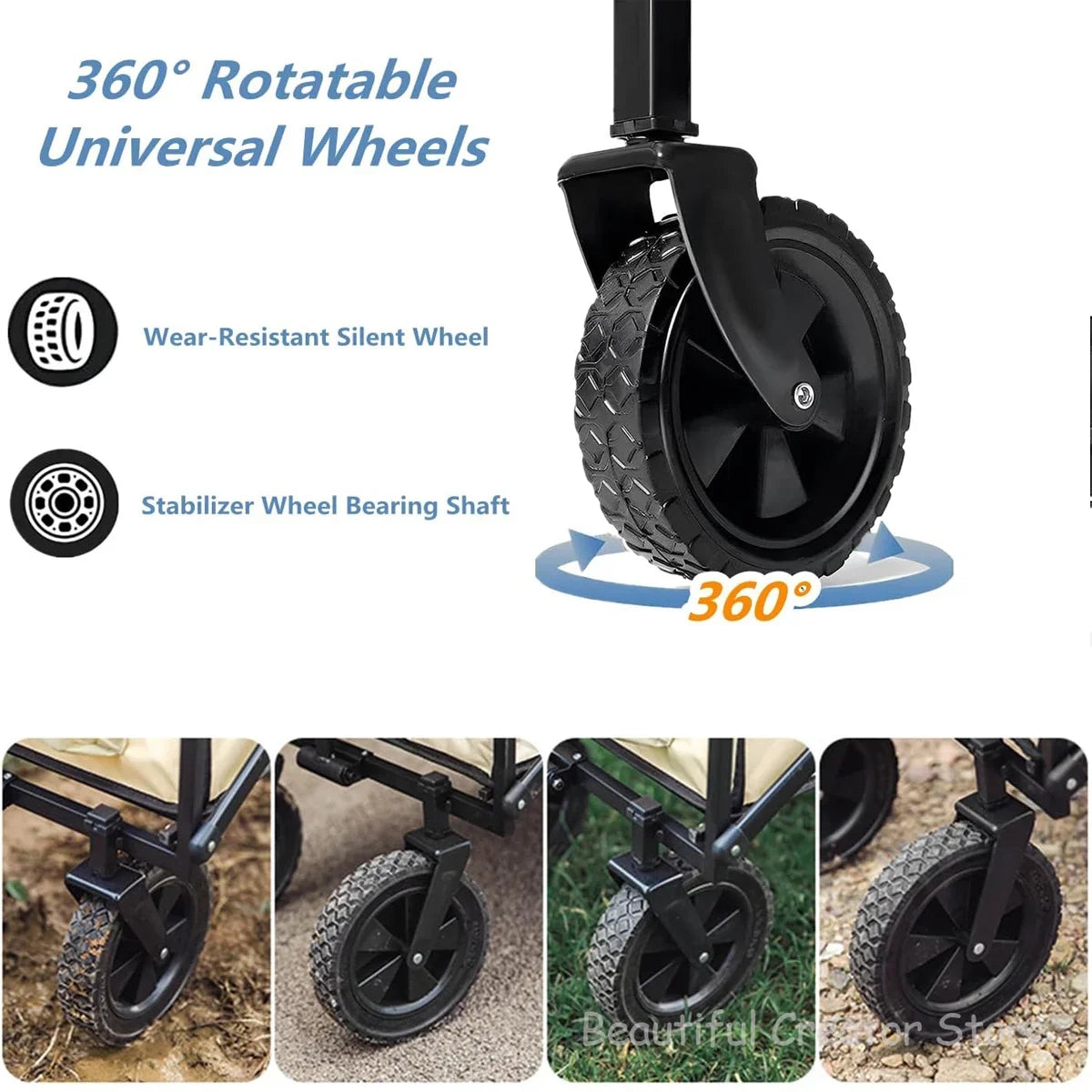 Collapsible Folding Utility Beach Cart Wagon Heavy Duty Large Capacity Fold Wagon Ourdoor Trolley Portable Garden Camping Cart