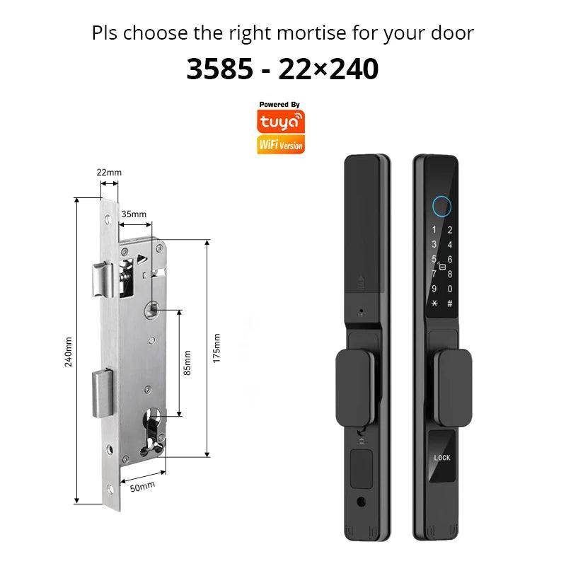 WiFi Sliding Door Lock | IP66, Fingerprint, Card, Code, Glass/Aluminum - P12 Hub Europe