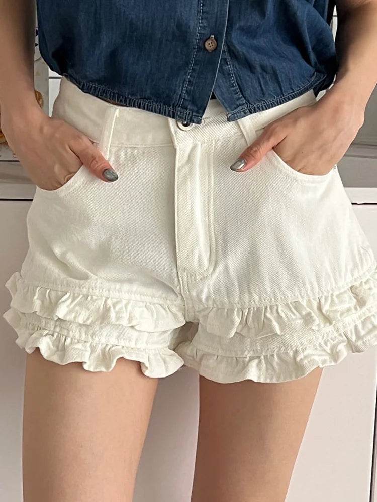 Women's Ruffled Jean Shorts - P12 Hub Europe