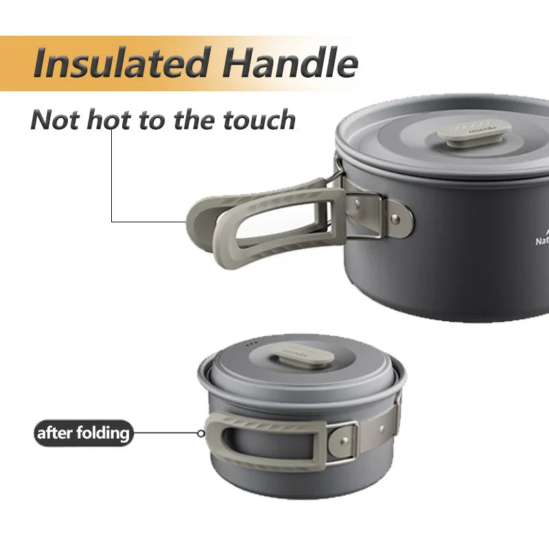 Naturehike Camping Cookware Outdoor Cooking Ultralight Aluminum Pot Kettle Tablewear Set Cool Camping Gear Kitchen Accessories