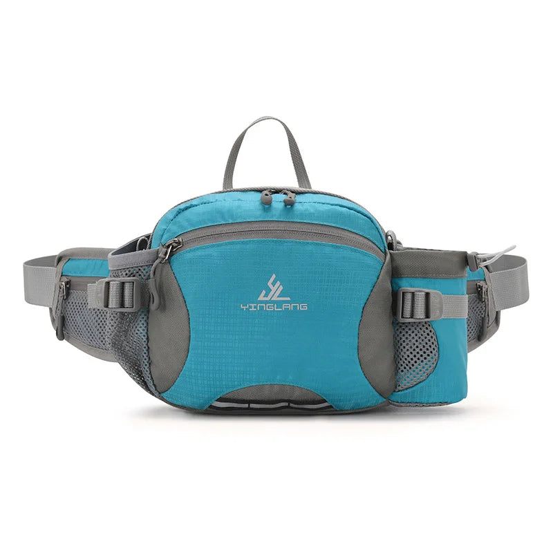 Nylon Waterproof Waist Bag with Bottle Holder Shoulder Crossbody Bag Outdoor Sports Hiking Running Cycling Bag for Man Women