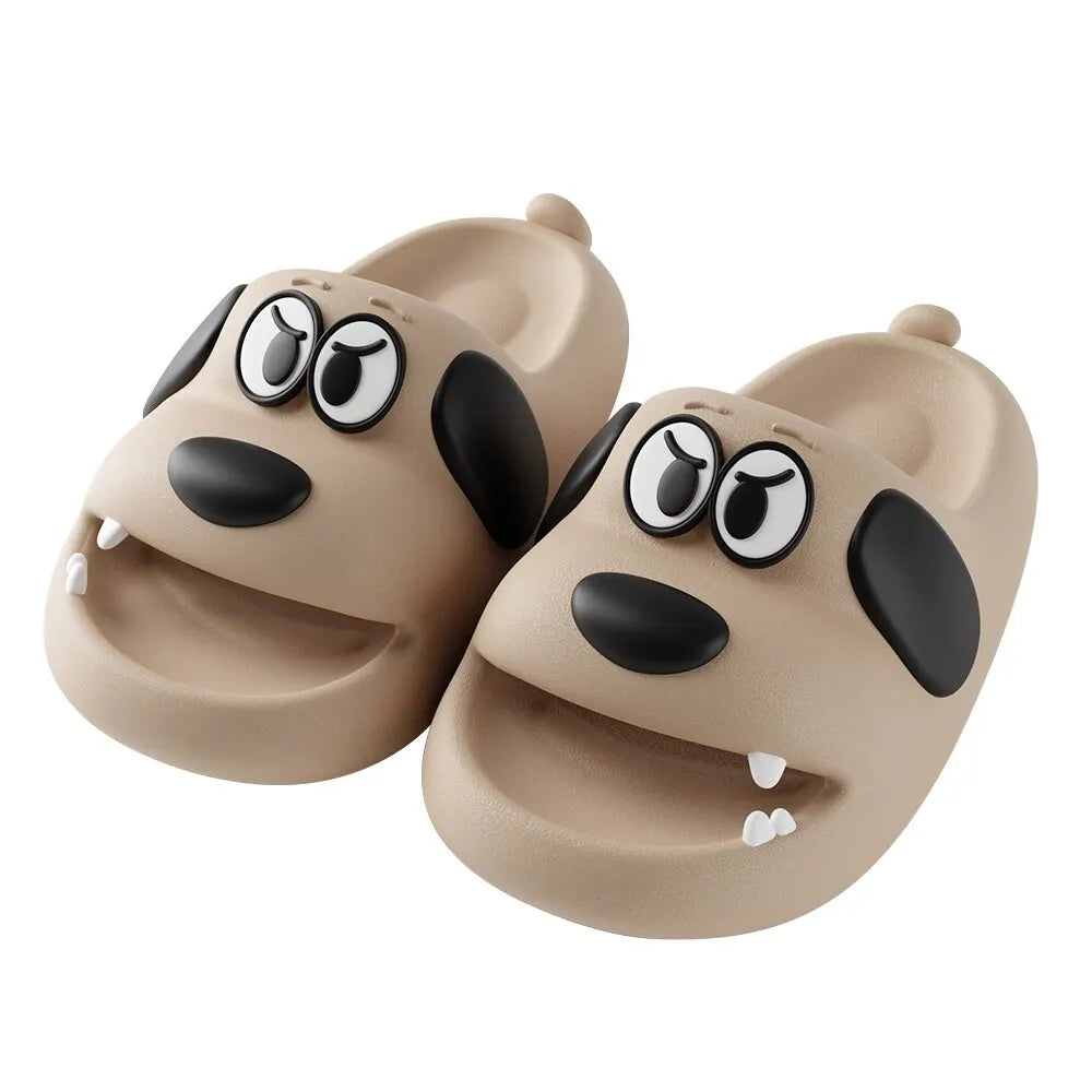 Feslishoet Catroon Dog Thick Slippers Soled Non Slip Slides Bathroom Summer Comfy Shoes Indoor and Outdoor