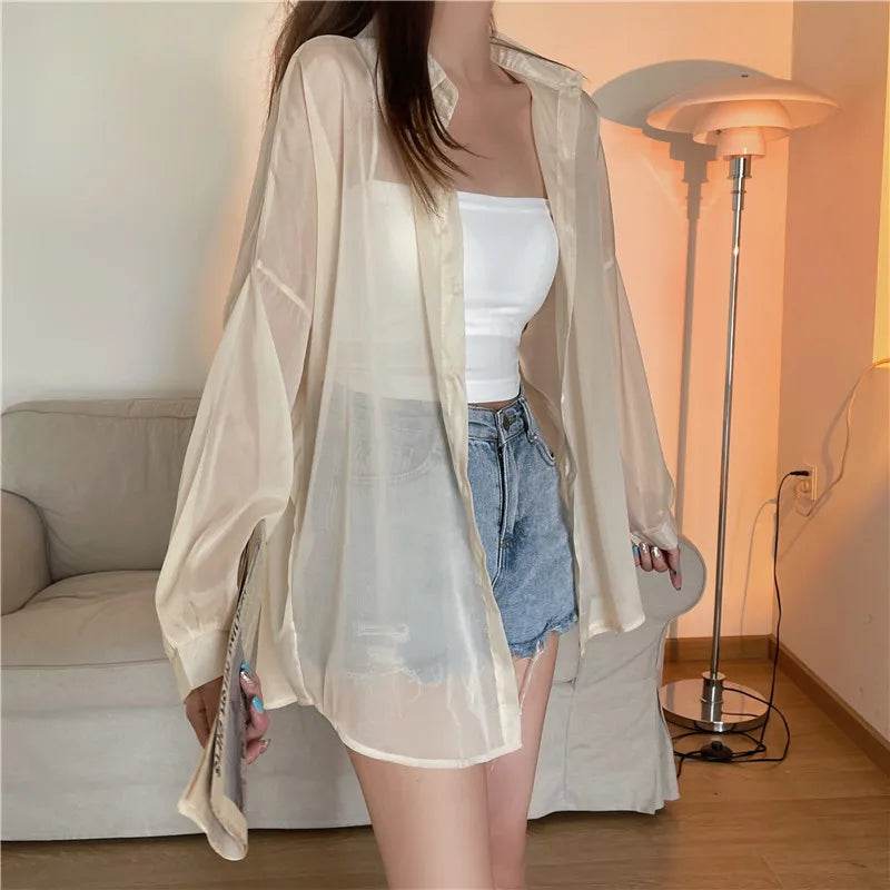 Semi Sheer Button Down Shirt - P12 Hub Europe