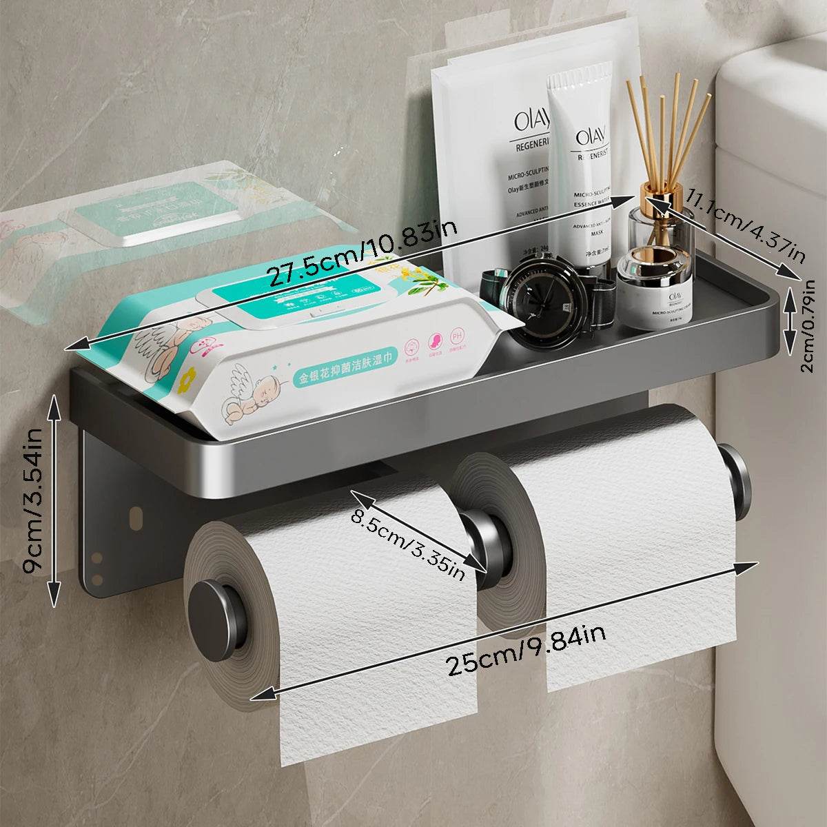 Toilet Paper Holder Wall-Mounted Aluminum Alloy Toilet Paper Holder Tissue Rack Bathroom Tissue Holder Bathroom Accessories - P12 Hub Europe