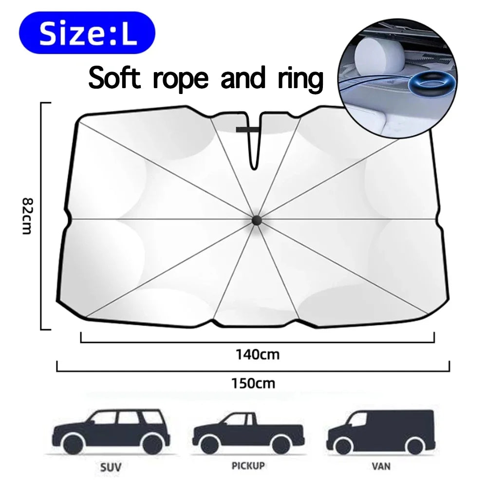2024 Car Windshield Sun Shade Umbrella Foldable Sunshade Front Window Cover for UV Block Heat Protection Protector Parasol