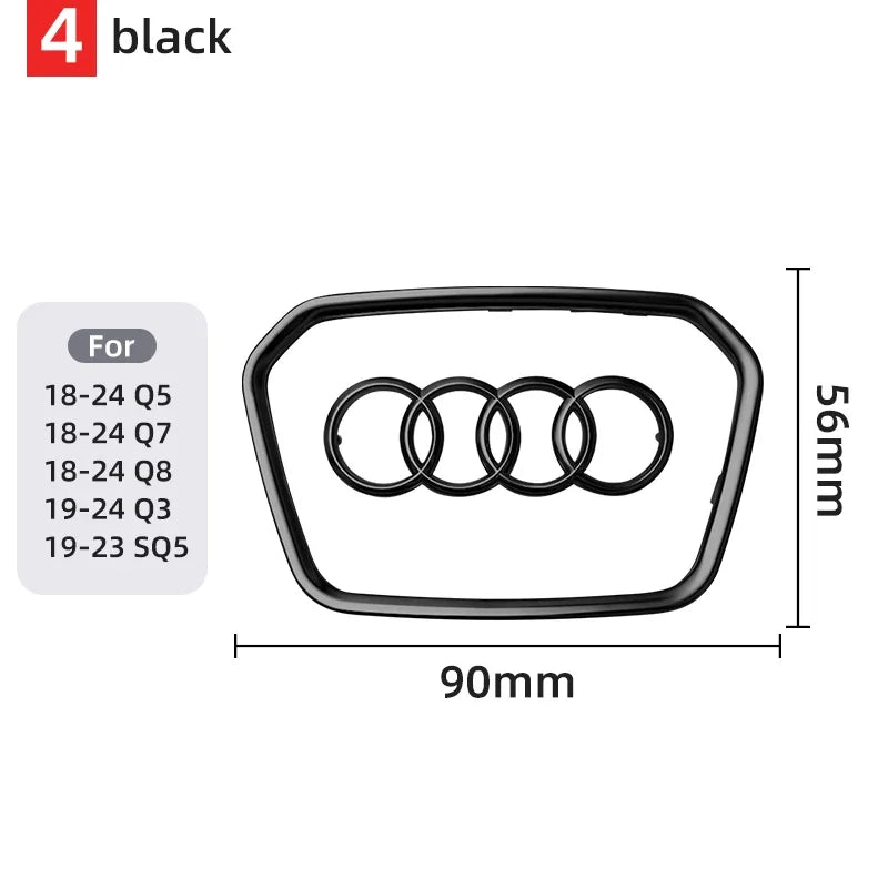 Car Steering Wheel Center Emblem Logo Sticker For AUDI Trim Frame Badge Decor Ring Cover Auto Accessories Q5 Q3 Q7 A3 A4 A6 S3