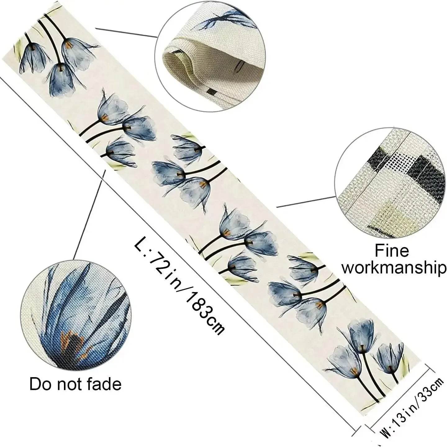 Tulip Linen Table Rustic Farmhouse Style Table Runner 13X70 Inch,Kitchen Dining Table Decoration for Indoor Outdoor Home - P12 Hub Europe