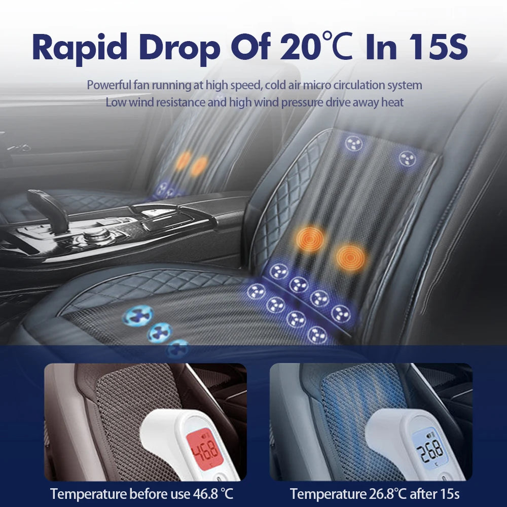 Cooling Car Seat Cushion 8/16/24 Fans Massage 12V Car Summer Cool Cushion Fan Blowing Ventilation Seat Covers Automatic Switch