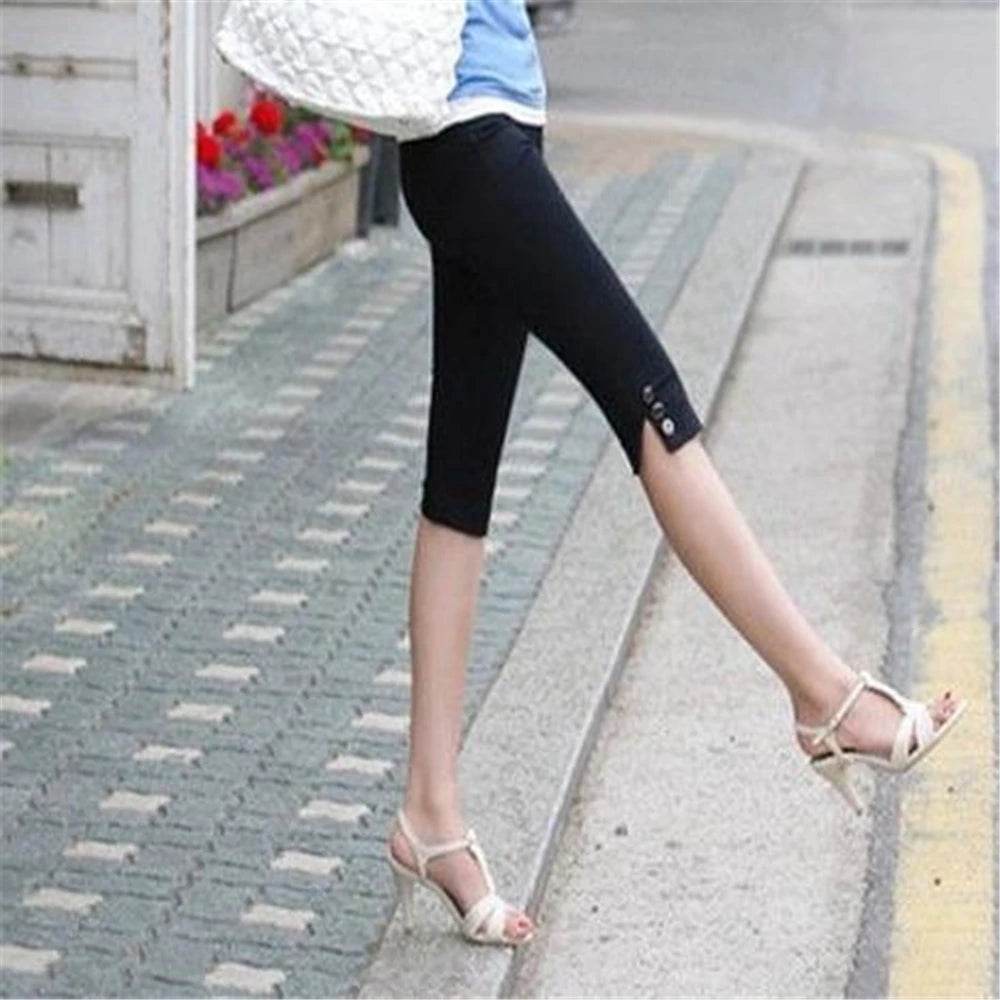 Women's Elastic High Waist Capris - P12 Hub Europe
