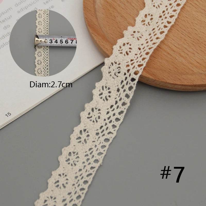 5 Meters Cotton Lace Trim Ribbon Beige Sewing Trim Lace Ribbon Crochet Lace Fabric DIY Wedding Party Craft Christmas Gift Decor - P12 Hub Europe