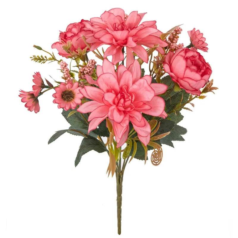 1Pc Hot sale Artificial Flower Silk Dahlia Rose daisy Christmas Home Decoration Bonsai Room Wedding Bridal Bouquet Party Diy box - P12 Hub Europe