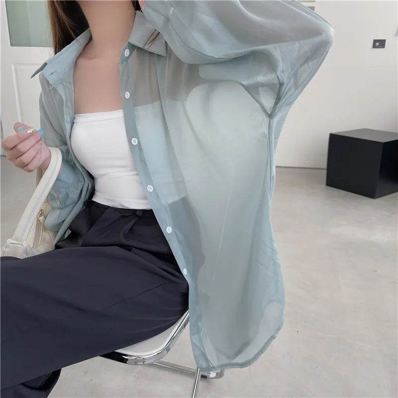 Semi Sheer Button Down Shirt - P12 Hub Europe