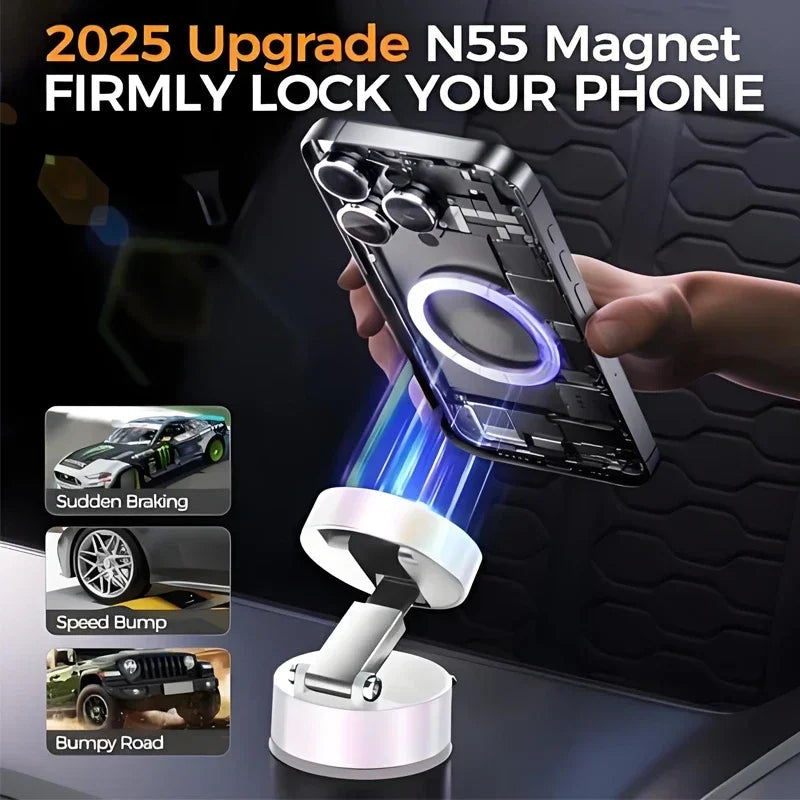 Ultra Magnetic Phone Holder Foldable Car Phone Mount Dashboard Phone Bracket 360 Degree Rotation Vacuum Suction Cup GPS Stand