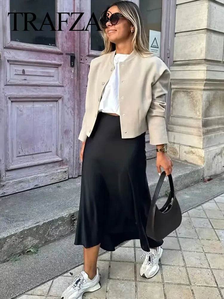 Women's Y2K Satin Midi Skirt - P12 Hub Europe