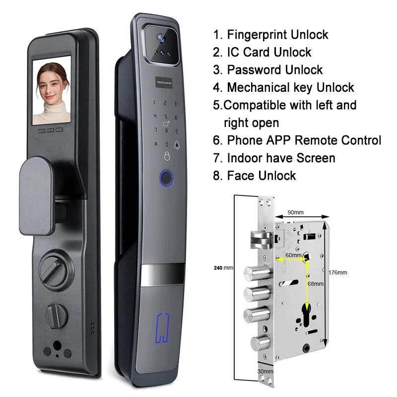3D Face Lock w/ Camera Fingerprint, Card, 40-120mm, H20 - P12 Hub Europe