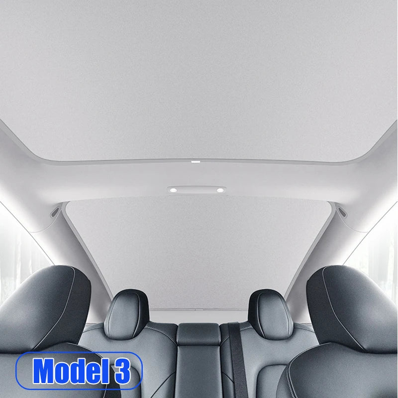 For Tesla Model 3 Y 2021-2025 New Upgrade Ice Cloth Buckle Sun Shades Glass Roof Sunshade Front Rear Sunroof Skylight