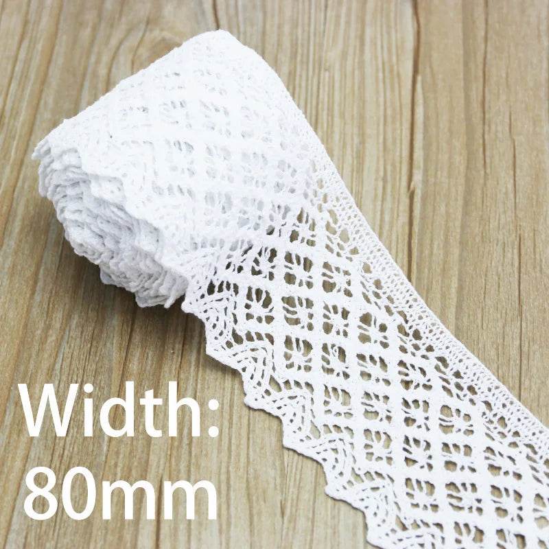 (5Meter/roll) White Beige Cotton Embroidered Lace Net Ribbons Fabric Trim DIY Sewing Handmade Craft Materials - P12 Hub Europe