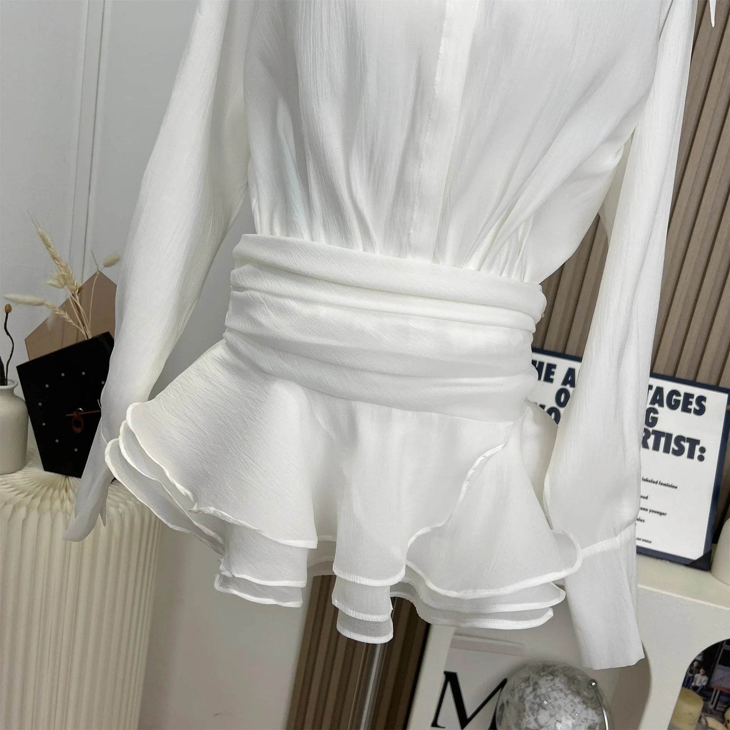 White Ruffled Nightclub Mini Dress - P12 Hub Europe