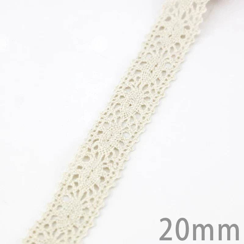(5Meter/roll) White Beige Cotton Embroidered Lace Net Ribbons Fabric Trim DIY Sewing Handmade Craft Materials - P12 Hub Europe
