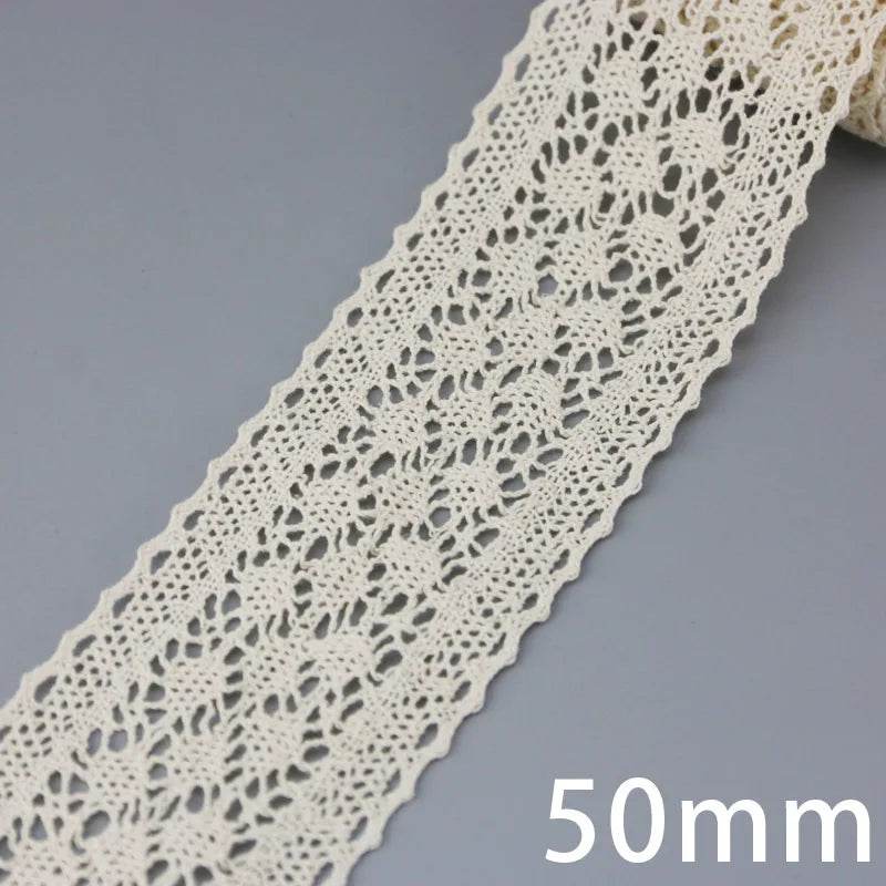 (5Meter/roll) White Beige Cotton Embroidered Lace Net Ribbons Fabric Trim DIY Sewing Handmade Craft Materials - P12 Hub Europe