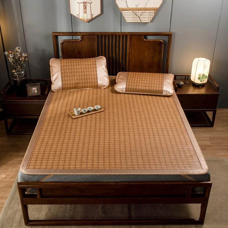 JFLEGAL Summer Natural Rattan Mat 2024 New Ice Silk Jacquard Soft Physical Cooling Wormwood Mat Bedding Dormitory Mattress Cover - P12 Hub Europe