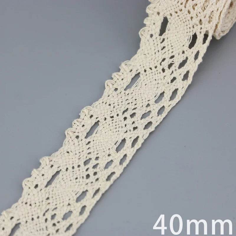 (5Meter/roll) White Beige Cotton Embroidered Lace Net Ribbons Fabric Trim DIY Sewing Handmade Craft Materials - P12 Hub Europe