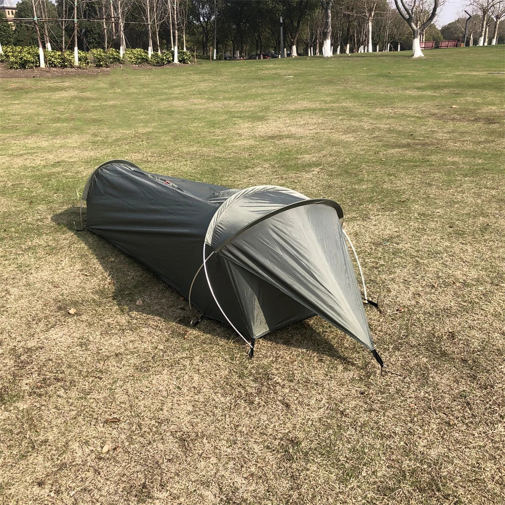 Ultralight Single Person Tent 210D Oxford Waterproof Camping Tunnel Tent for Outdoor Backpacking Hiking Fishing