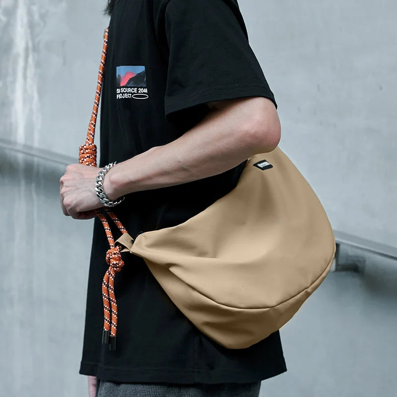 Japanese Sling Bag for Men, Waterproof Lightweight Crossbody Bag, Sports Travel Shoulder Bag Fit 12.9 inch iPad
