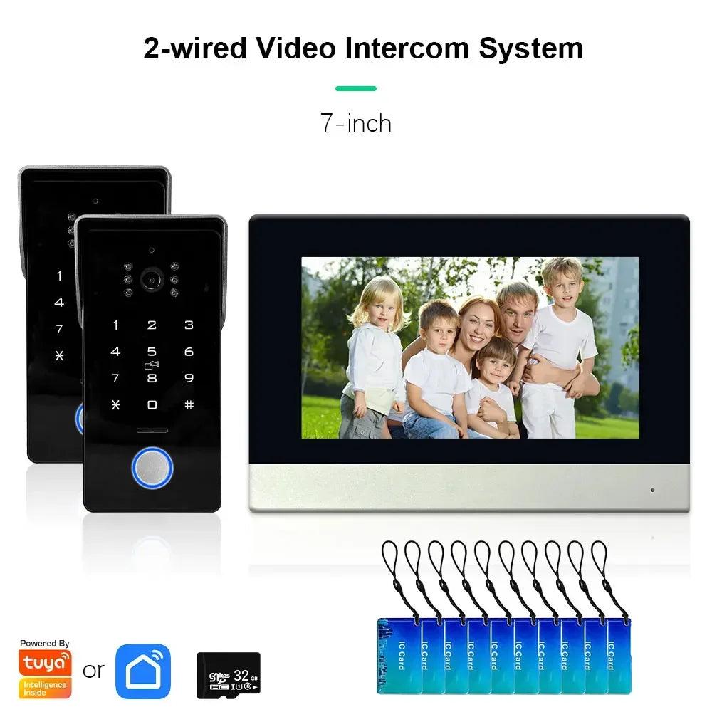 Intercom Tuya 2-Wire IP 1080P, 7" Touch, Password/Card Unlock - P12 Hub Europe
