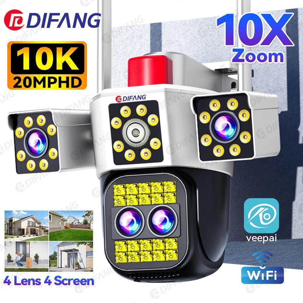 10x Zoom 4-Lens WiFi Cam 10K/20MP, Auto Track, Night - P12 Hub Europe