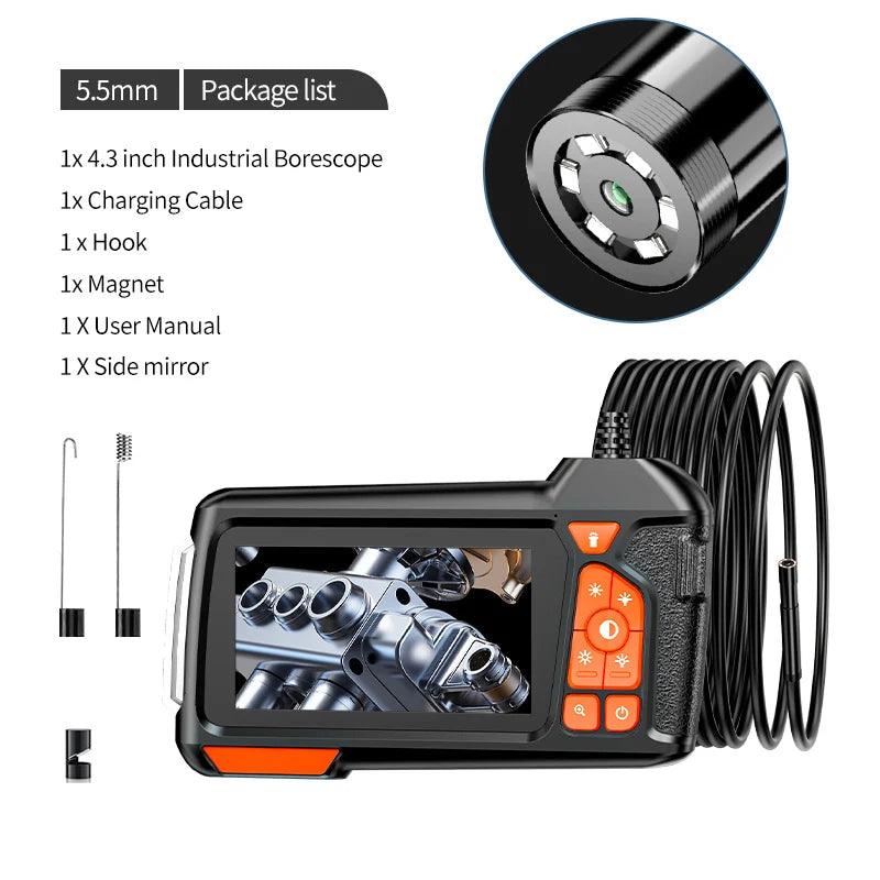 Borescope 5.5mm 1080P 4.3" LCD, IP67, LED, Car/Sewer
