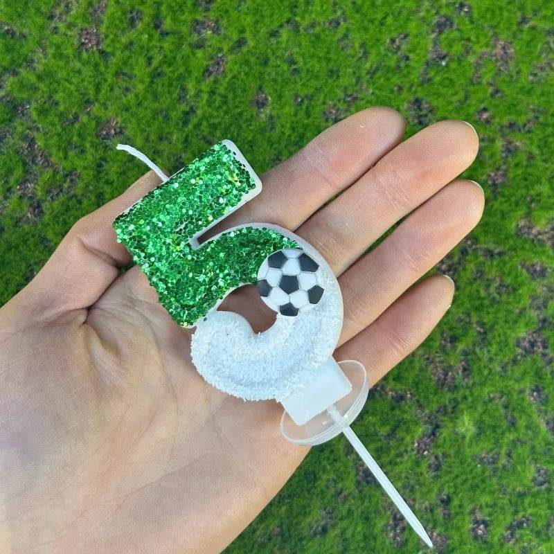 Football Children's Birthday Candles Number 0-9 Green Sparkles Birthday Creative Soccer Candle for Boy Party Cake Top Decoration - P12 Hub Europe