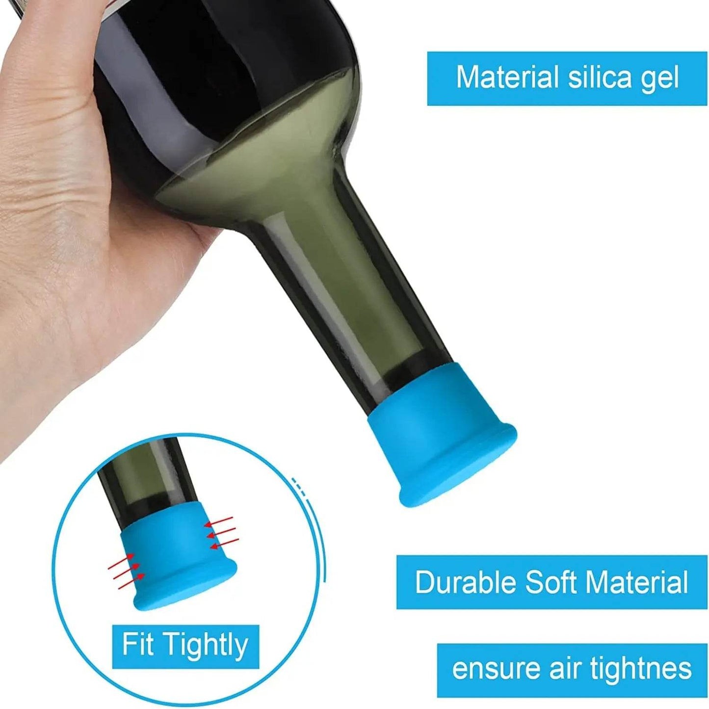 8Pcs Wine Stoppers Reusable Silicone Wine Corks Wine Bottle Stopper Beverages Beer Champagne Sealed Bottle Cap Keep Wine Fresh - P12 Hub Europe