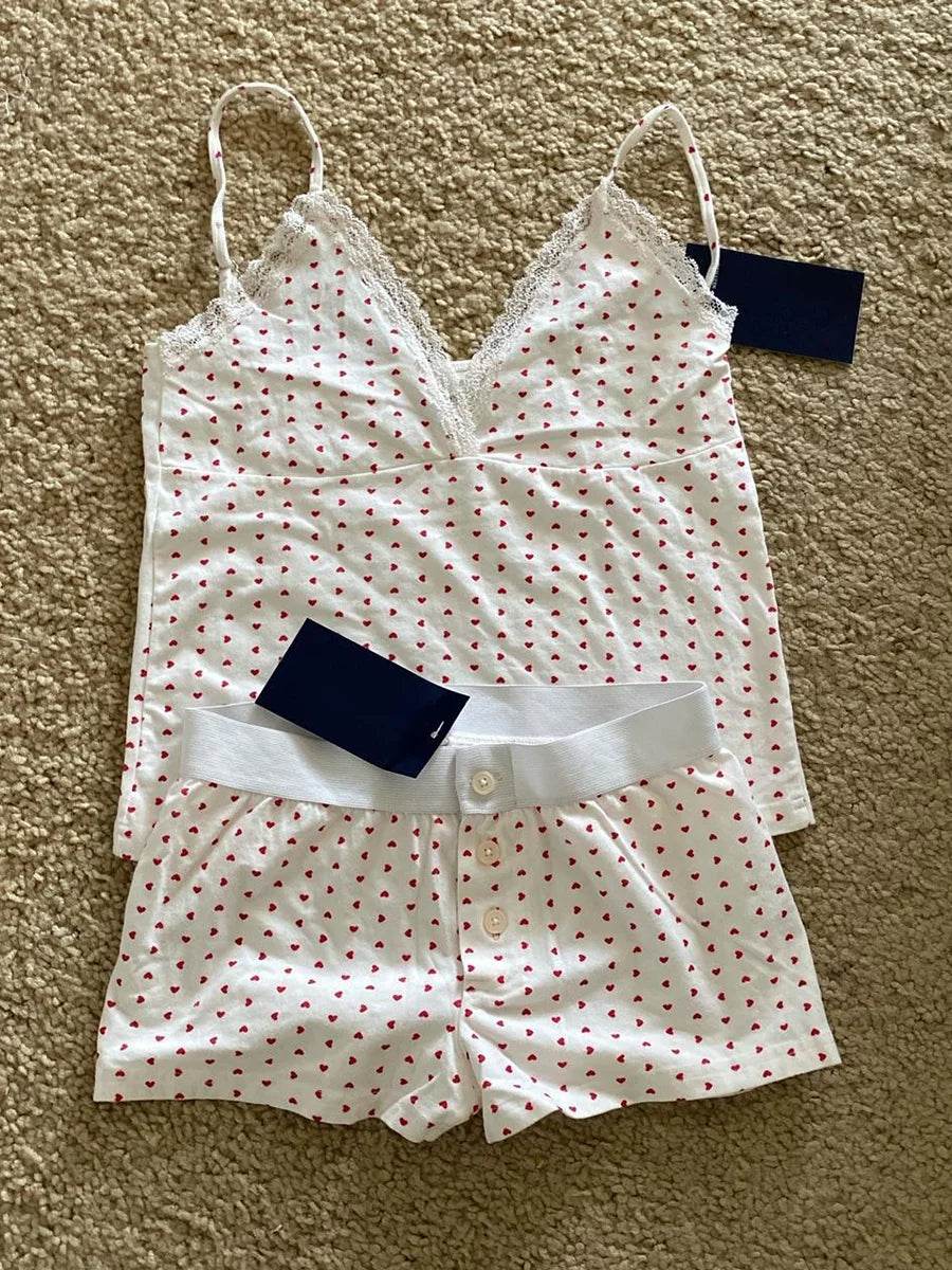 Sweet Strawberry Eyelet Shorts Set - P12 Hub Europe