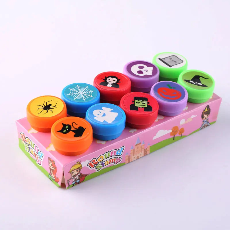 10pcs Assorted Stamps Self-ink Stamps Children Stamps Face Seal Scrapbooking DIY Painting Photo Album Decor for Kids
