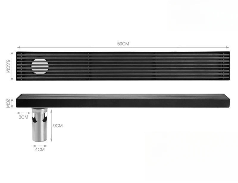 Long black floor drain stainless steel extended floor drain shower room outdoor large displacement drainage long